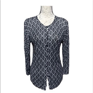 Verve Ami Black And White Button Down Cardigan Sweater Top Shirt Sz M